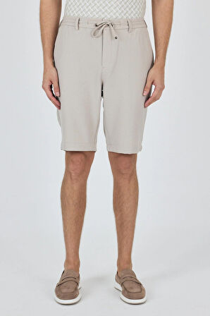 Bej Düz Esnek Gabardin Casual Şort 1016250150