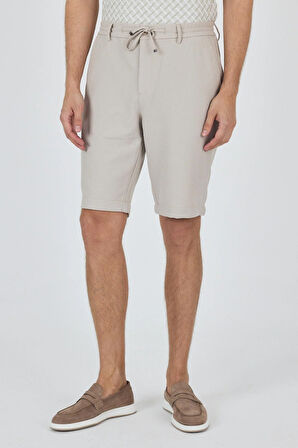 Bej Düz Esnek Gabardin Casual Şort 1016250150