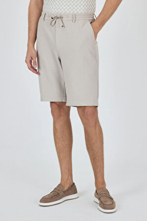 Bej Düz Esnek Gabardin Casual Şort 1016250150
