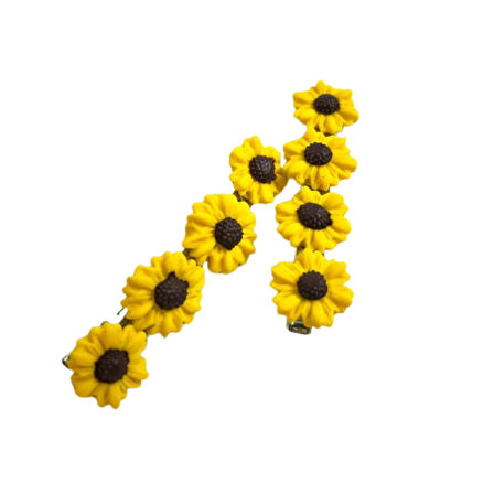 Uretti - Hülya 6683 El Yapımı Çiçek Desenli Polimer Kil 2’li Set Yan Saç Tokası / 7.5 cm