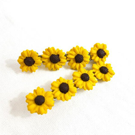 Uretti - Hülya 6683 El Yapımı Çiçek Desenli Polimer Kil 2’li Set Yan Saç Tokası / 7.5 cm
