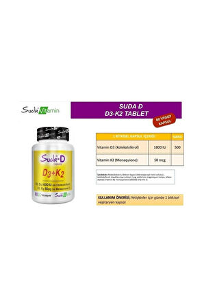 Suda Vitamin D3+K2 Vitamini 60  Kapsül