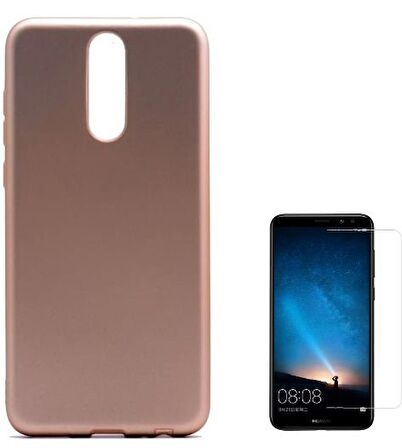 Smcase Huawei Mate 10 Lite Lüks Silikon Kılıf  Cam Ekran Koruyucu
