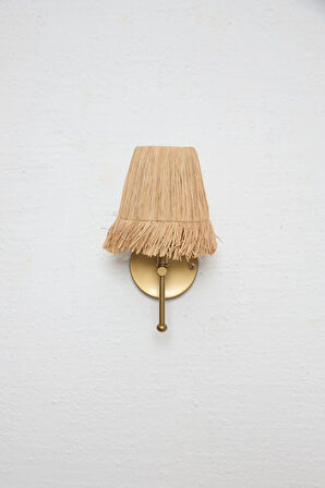 Bohem Hasır Rafya Saçaklı El Yapımı Eskitme Gold Kablosuz Pilli Ledli Aplik