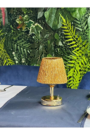 Modern Led Abajur Üst Gold -Alt Parlak Gold Detay