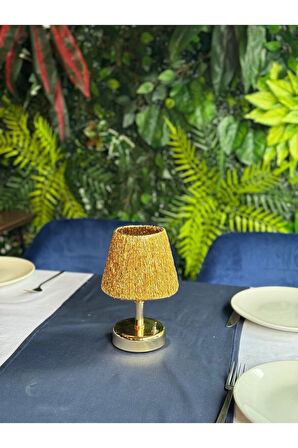 Modern Led Abajur Üst Gold -Alt Parlak Gold Detay