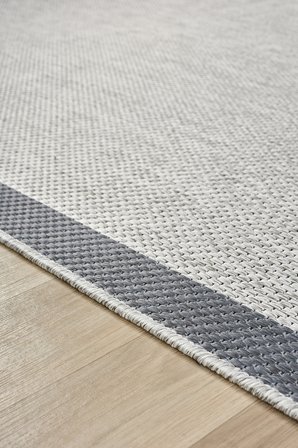 1017 Gri Sisal Halı Koyu-Gri Bordürlü Özel Ölçü Dokuma Hasır Halı Kaymaz Taban