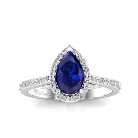 0,80 Karat Pırlantalı Safir Yüzük