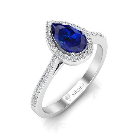 0,80 Karat Pırlantalı Safir Yüzük