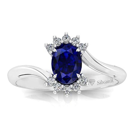 0,50 Karat Pırlantalı Safir Yüzük