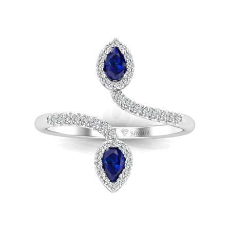 0,60 Karat Pırlantalı Safir Yüzük