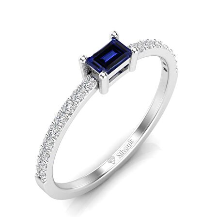 0,35 Karat Pırlantalı Safir Yüzük