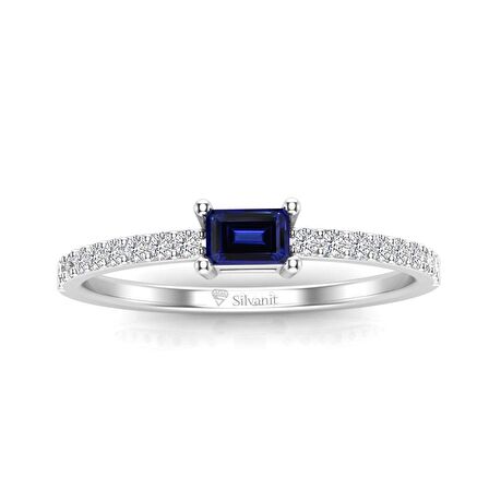0,35 Karat Pırlantalı Safir Yüzük