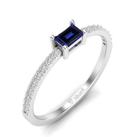 0,35 Karat Pırlantalı Safir Yüzük
