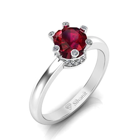 1,00 Karat Pırlantalı Yakut Yüzük