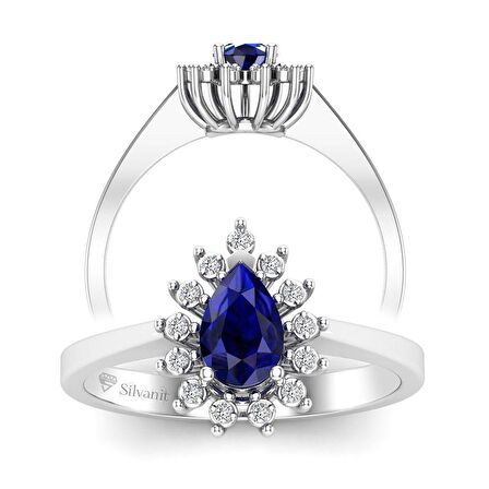 0,50 Karat Pırlantalı Safir Yüzük