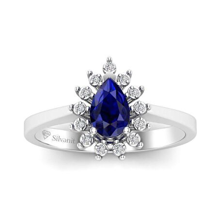 0,50 Karat Pırlantalı Safir Yüzük