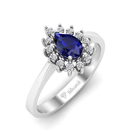 0,50 Karat Pırlantalı Safir Yüzük