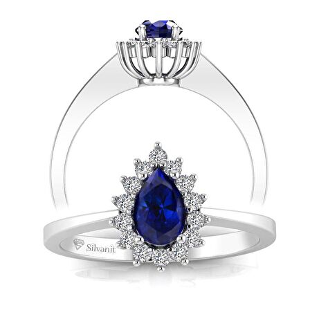 0,60 Karat Pırlantalı Safir Yüzük