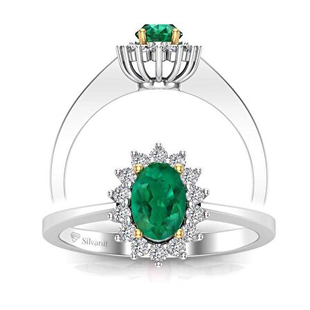 0,60 Karat Pırlantalı Zümrüt Yüzük