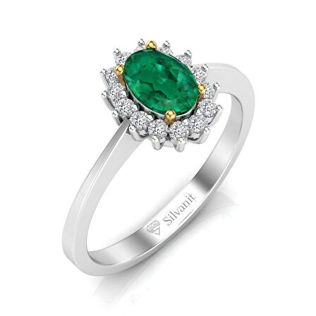 0,60 Karat Pırlantalı Zümrüt Yüzük