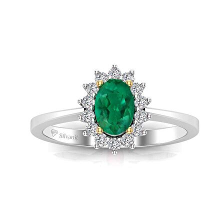 0,60 Karat Pırlantalı Zümrüt Yüzük