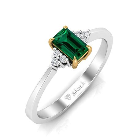 0,50 Karat Pırlantalı Zümrüt Yüzük