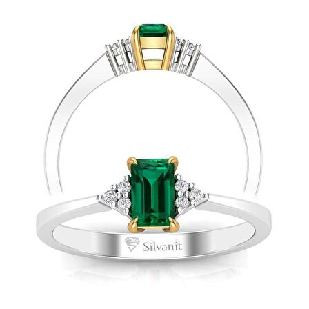 0,50 Karat Pırlantalı Zümrüt Yüzük