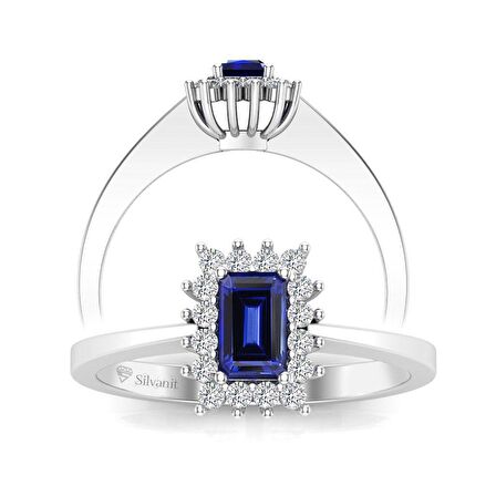 0,65 Karat Pırlantalı Safir Yüzük