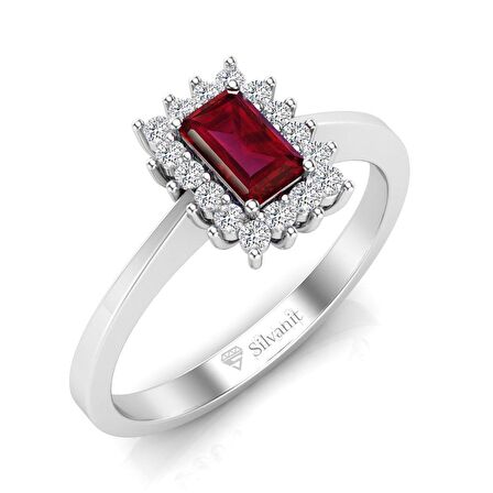 0,65 Karat Pırlantalı Yakut Yüzük