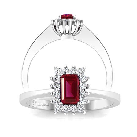 0,65 Karat Pırlantalı Yakut Yüzük