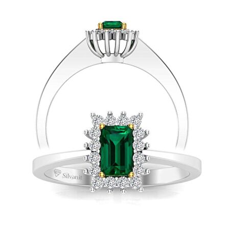 0,65 Karat Pırlantalı Zümrüt Yüzük