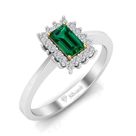 0,65 Karat Pırlantalı Zümrüt Yüzük
