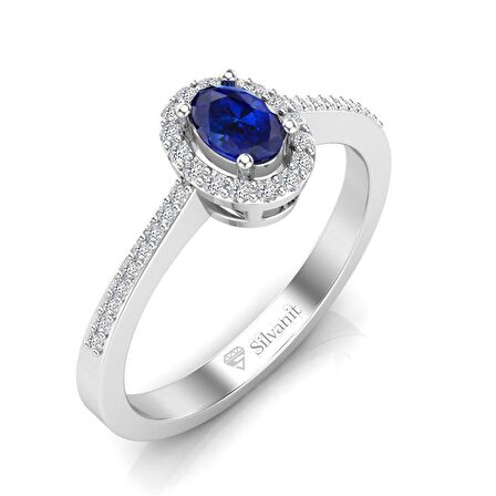 0,50 Karat Pırlantalı Safir Yüzük