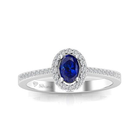 0,50 Karat Pırlantalı Safir Yüzük