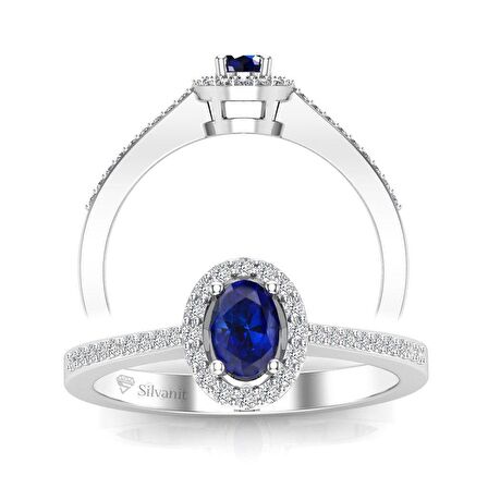 0,50 Karat Pırlantalı Safir Yüzük