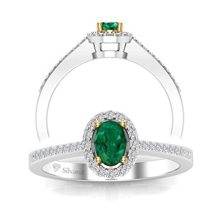 0,50 Karat Pırlantalı Zümrüt Yüzük