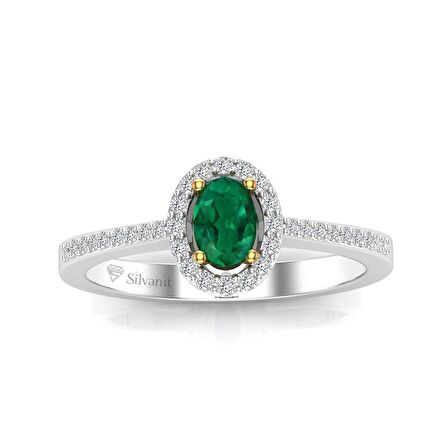 0,50 Karat Pırlantalı Zümrüt Yüzük