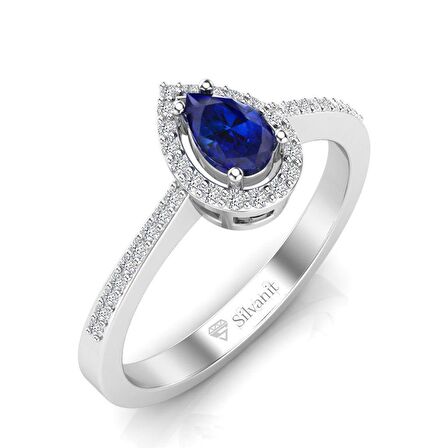 0,50 Karat Pırlantalı Damla Safir Yüzük