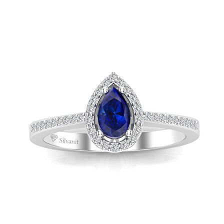 0,50 Karat Pırlantalı Damla Safir Yüzük