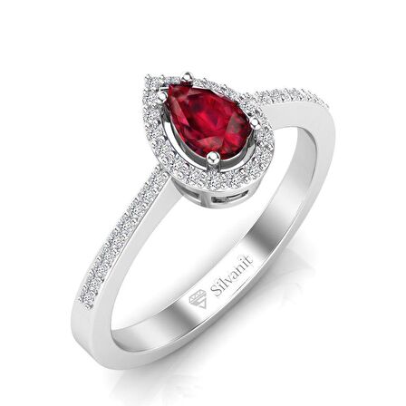 0,50 Karat Pırlantalı Damla Yakut Yüzük