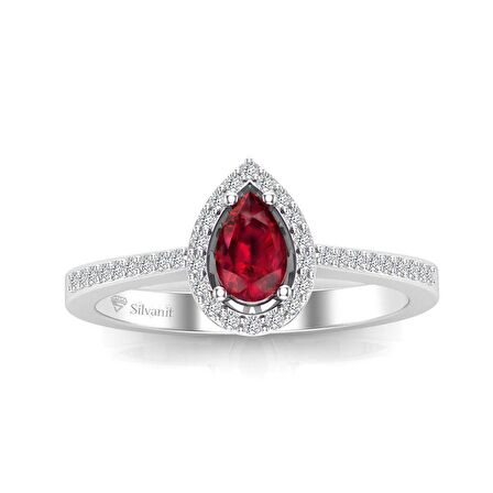 0,50 Karat Pırlantalı Damla Yakut Yüzük