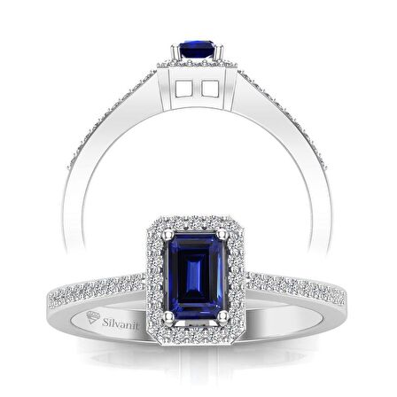 0,55 Karat Pırlantalı Safir Yüzük