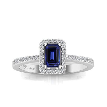 0,55 Karat Pırlantalı Safir Yüzük