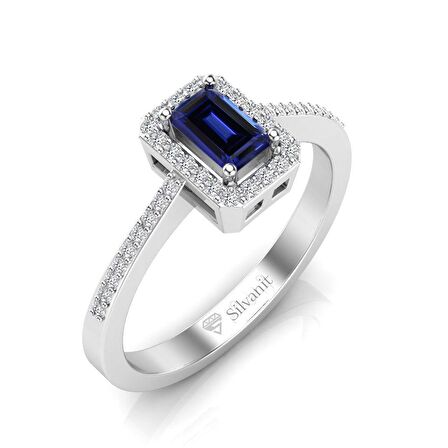 0,55 Karat Pırlantalı Safir Yüzük