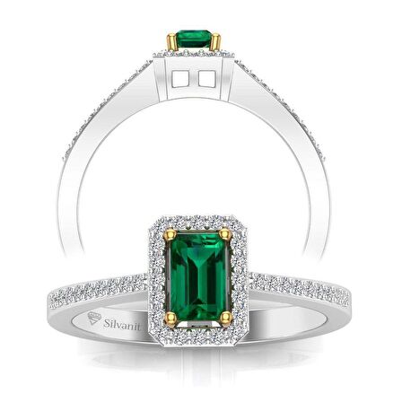 0,55 Karat Pırlantalı Zümrüt Yüzük