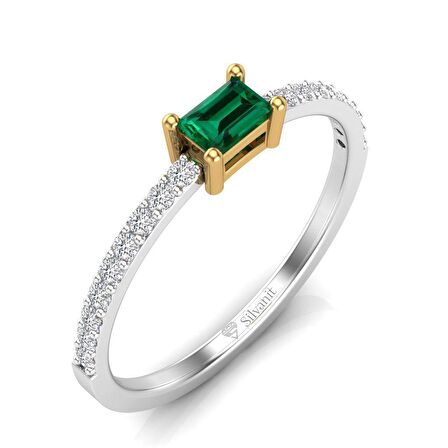 0,35 Karat Pırlantalı Zümrüt Yüzük