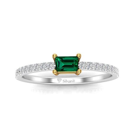 0,35 Karat Pırlantalı Zümrüt Yüzük