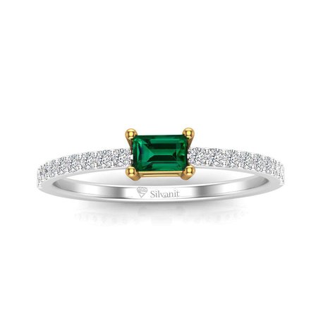 0,35 Karat Pırlantalı Zümrüt Yüzük