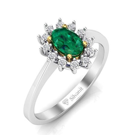 0,60 Karat Pırlantalı Zümrüt Yüzük